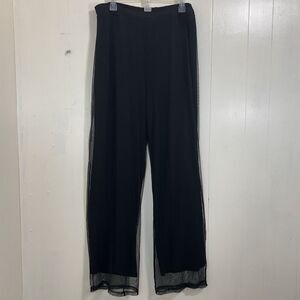 Casual Living Black Mesh Overlay Straight Leg Pants Size 16W Pull On Party Pants